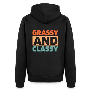 Rasenmäher Mähen - Unisex Premium Bio Zip Hoodie - Schwarz - Hinten - Nico (187cm)