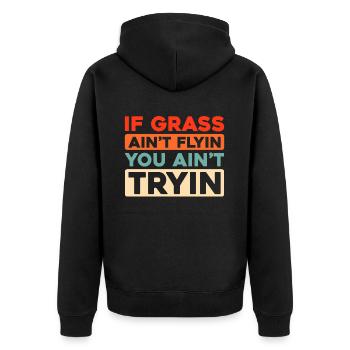 Rasenmäher Mähen - Unisex Premium Bio Zip Hoodie - Schwarz - Hinten - Nico (187cm)