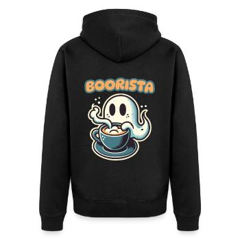 Boorista Café Drôle Disant Halloween - Veste à capuche bio Premium Unisexe - noir - Dos - Nico (187cm)