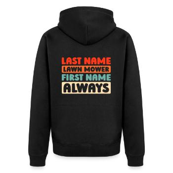 Rasenmäher Mähen - Unisex Premium Bio Zip Hoodie - Schwarz - Hinten - Nico (187cm)