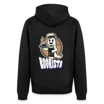 Lustiger Kaffee Spruch Boorista Halloween Geist - Unisex Premium Bio Zip Hoodie - Schwarz - Hinten - Nico (187cm)