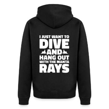 Mantarochen Liebhaber Meerestier Teufelsrochen - Unisex Premium Bio Zip Hoodie - Schwarz - Hinten - Nico (187cm)
