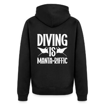 Mantarochen Liebhaber Meerestier Teufelsrochen - Unisex Premium Bio Zip Hoodie - Schwarz - Hinten - Nico (187cm)