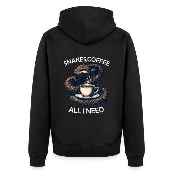 Funny Snake Art Snake Coffee Reptiles - Unisex Premium Organic Zip Hoodie - black - Back - Nico (187cm)