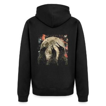 Kiwi Bird New Zealand Howling Moon - Unisex Premium Organic Zip Hoodie - black - Back - Nico (187cm)