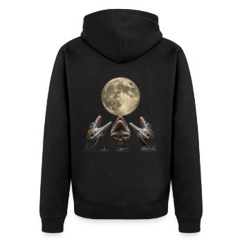 Leopard Gecko Lizard Howling Moon - Unisex Premium Organic Zip Hoodie - black - Back - Nico (187cm)
