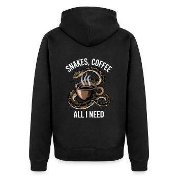 Funny Snake Art Snake Coffee Reptiles - Unisex Premium Organic Zip Hoodie - black - Back - Nico (187cm)