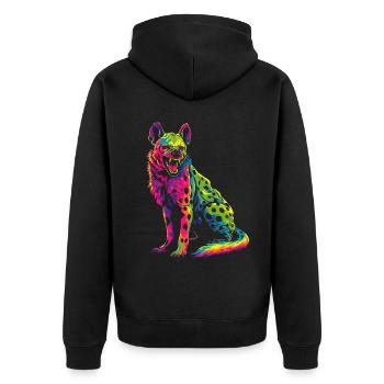 Hyena Africa Animal Safari Popart - Unisex Premium Organic Zip Hoodie - black - Back - Nico (187cm)