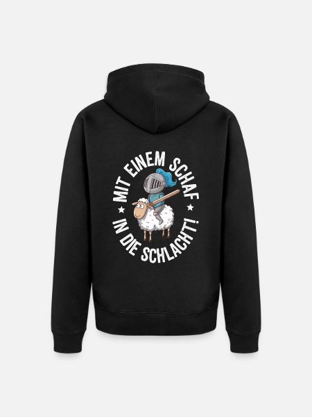 Schaf Spruch Siedler - Unisex Premium Bio Zip Hoodie - Schwarz
