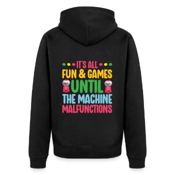 Gumball Machine Kaugummiautomat - Unisex Premium Bio Zip Hoodie - Schwarz - Hinten - Nico (187cm)