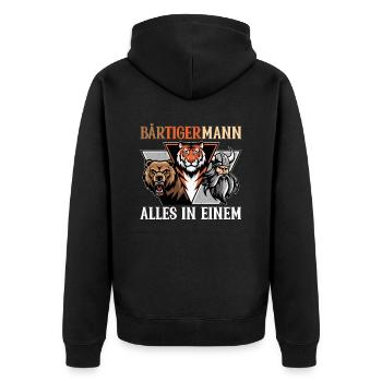 HOMME BARBU Viking barbe Homme Tigre Drôle - Veste à capuche bio Premium Unisexe - noir - Dos - Nico (187cm)
