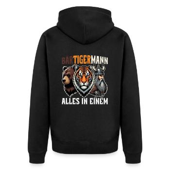 HOMME BARBU Viking barbe Homme Tigre Drôle - Veste à capuche bio Premium Unisexe - noir - Dos - Nico (187cm)