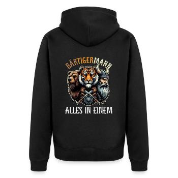 HOMME BARBU Viking barbe Homme Tigre Drôle - Veste à capuche bio Premium Unisexe - noir - Dos - Nico (187cm)