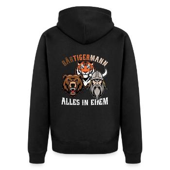 HOMME BARBU Viking barbe Homme Tigre Drôle - Veste à capuche bio Premium Unisexe - noir - Dos - Nico (187cm)