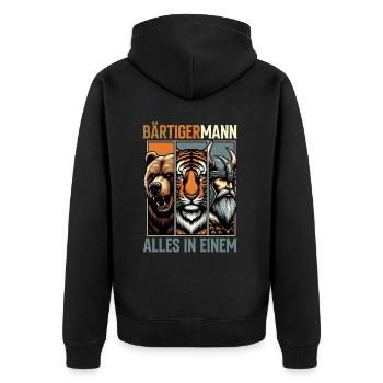 HOMME BARBU Viking barbe Homme Tigre Drôle - Veste à capuche bio Premium Unisexe - noir - Dos - Nico (187cm)