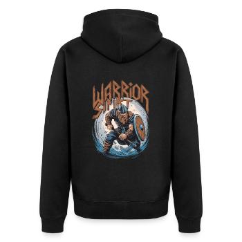 Warrior Spirit Wikinger für einen Wikinger und - Unisex Premium Bio Zip Hoodie - Schwarz - Hinten - Nico (187cm)