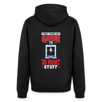Ich Pausiere Mein Spiel Nur Um 3D Zeug Zu Drucken - Unisex Premium Bio Zip Hoodie - Schwarz - Hinten - Nico (187cm)