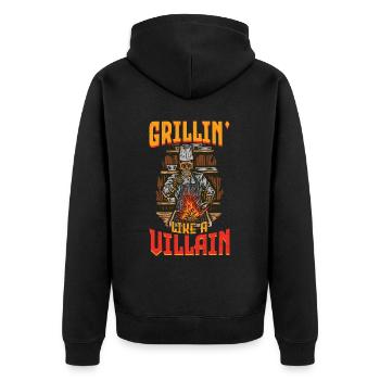 Grillin' Like A Villain - Unisex Premium Organic Zip Hoodie - black - Back - Nico (187cm)