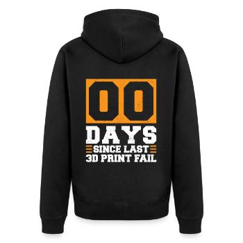 00 days since last 3D printing failure - Unisex Premium Organic Zip Hoodie - black - Back - Nico (187cm)