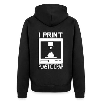Ich Drucke Plastikmüll 3D Druck - Unisex Premium Bio Zip Hoodie - Schwarz - Hinten - Nico (187cm)