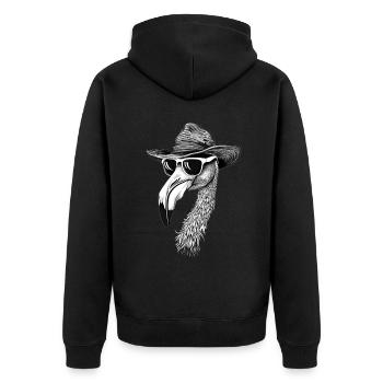 Flamingo - Unisex Premium Bio Zip Hoodie - Schwarz - Hinten - Nico (187cm)