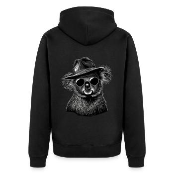 Koala - Unisex Premium Bio Zip Hoodie - Schwarz - Hinten - Nico (187cm)