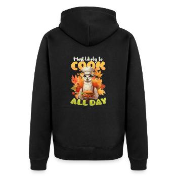 Thanksgiving Chef Likely To Cook All Day - Unisex Premium Organic Zip Hoodie - black - Back - Nico (187cm)