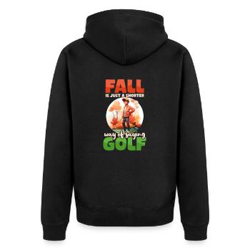 Thanksgiving Golf Fall Shorter Way Golf - Unisex Premium Organic Zip Hoodie - black - Back - Nico (187cm)