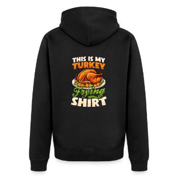 Thanksgiving-Chef, das ist mein Frittieroutfit - Unisex Premium Bio Zip Hoodie - Schwarz - Hinten - Nico (187cm)