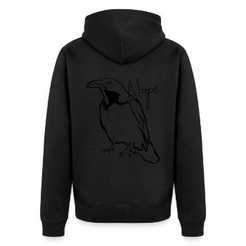 Grumpy Crow Raven Tree Ravens Crows - Unisex Premium Bio Zip Hoodie - Schwarz - Hinten - Nico (187cm)