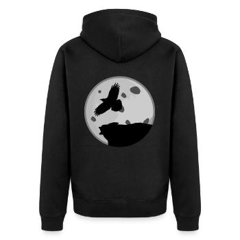 Raven with Moon Ravens Crow Crows - Unisex Premium Bio Zip Hoodie - Schwarz - Hinten - Nico (187cm)