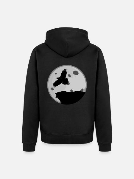 Raven with Moon Ravens Crow Crows - Premium økologisk unisex-hættejakke - sort