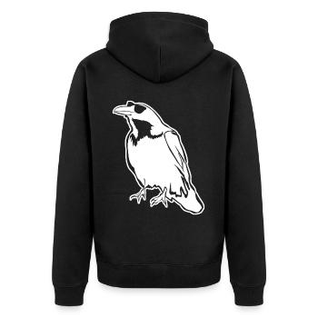 Raven with Sunglasses Ravens Crow Crows - Unisex Premium Bio Zip Hoodie - Schwarz - Hinten - Nico (187cm)