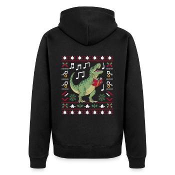Dinosaurier Trex T-Rex Christmas Weihnachten Xmas - Unisex Premium Bio Zip Hoodie - Schwarz - Hinten - Nico (187cm)