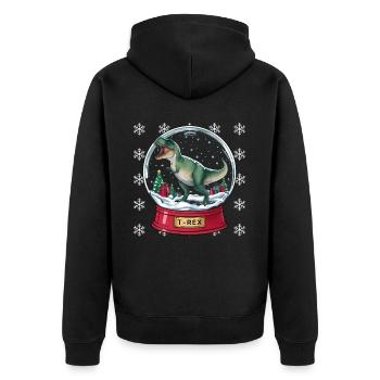 Dinosaurier Trex T-Rex Christmas Weihnachten Xmas - Unisex Premium Bio Zip Hoodie - Schwarz - Hinten - Nico (187cm)