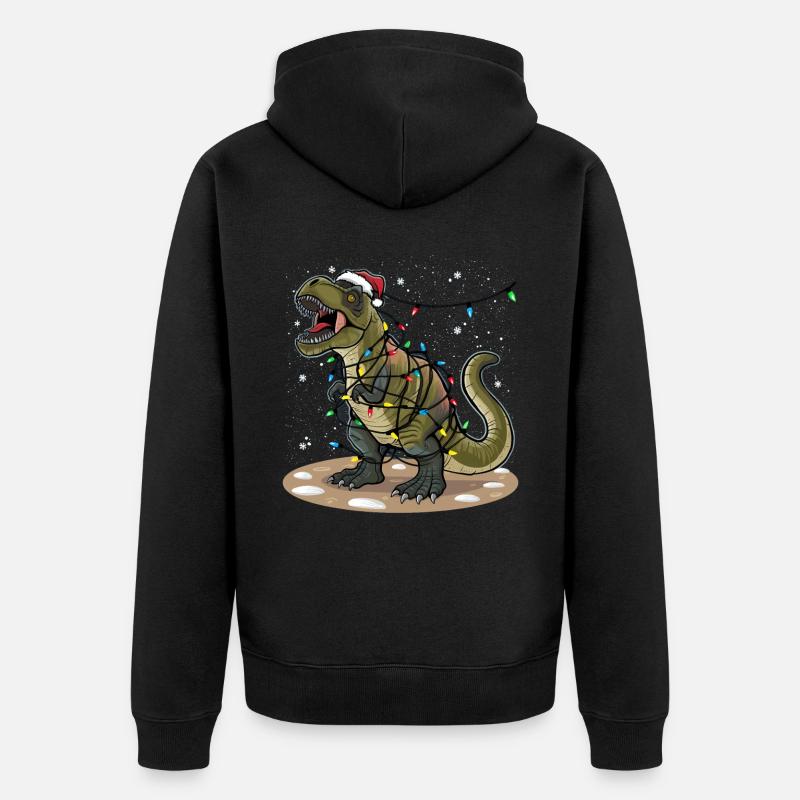 Dinosaure Noël Lumière Noël Noël - Veste à capuche bio Premium Unisexe - noir