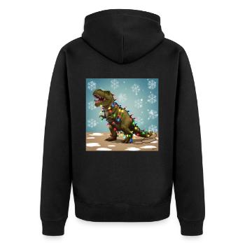 Dinosaurier Trex T-Rex Christmas Weihnachten Xmas - Unisex Premium Bio Zip Hoodie - Schwarz - Hinten - Nico (187cm)