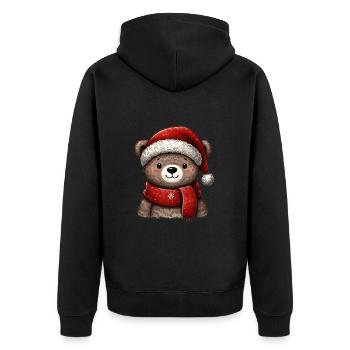 Ours de Noël avec chapeau rouge et écharpe - Veste à capuche bio Premium Unisexe - noir - Dos - Nico (187cm)