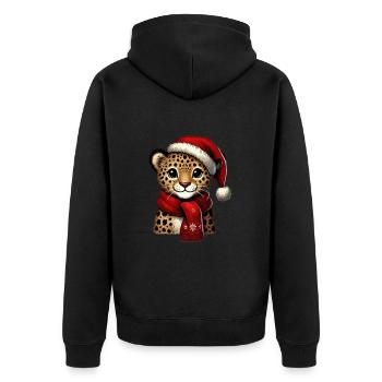 Bébé léopard de Noël avec écharpe et - Veste à capuche bio Premium Unisexe - noir - Dos - Nico (187cm)