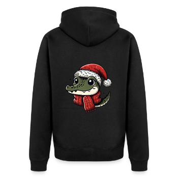 Crocodile de Noël avec chapeau et écharpe - Veste à capuche bio Premium Unisexe - noir - Dos - Nico (187cm)