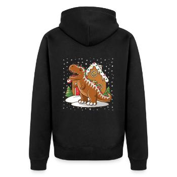 Dinosaurier Trex T-Rex Christmas Weihnachten Xmas - Unisex Premium Bio Zip Hoodie - Schwarz - Hinten - Nico (187cm)