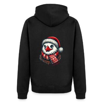 Adler Mit Weihnachtsmütze Und Schal - Unisex Premium Bio Zip Hoodie - Schwarz - Hinten - Nico (187cm)