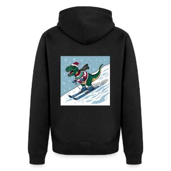 Dinosaurier Trex T-Rex Christmas Weihnachten Xmas - Unisex Premium Bio Zip Hoodie - Schwarz - Hinten - Nico (187cm)