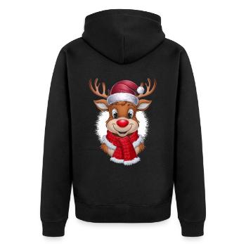Reindeer Deer Xmas Reindeer Christmas Christmas - Unisex Premium Organic Zip Hoodie - black - Back - Nico (187cm)