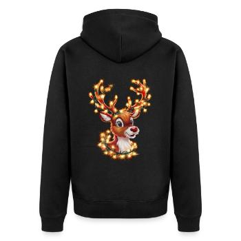 Reindeer Deer Xmas Reindeer Christmas Christmas - Unisex Premium Organic Zip Hoodie - black - Back - Nico (187cm)