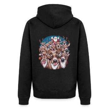 Rentier Reh Xmas Reindeer Christmas Weihnachten - Unisex Premium Bio Zip Hoodie - Schwarz - Hinten - Nico (187cm)