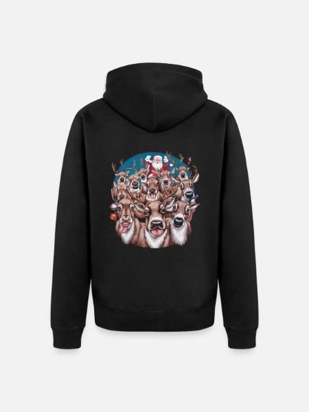 Rentier Reh Xmas Reindeer Christmas Weihnachten - Premium økologisk unisex-hættejakke - sort
