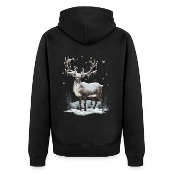 Rentier Reh Xmas Reindeer Christmas Weihnachten - Unisex Premium Bio Zip Hoodie - Schwarz - Hinten - Nico (187cm)