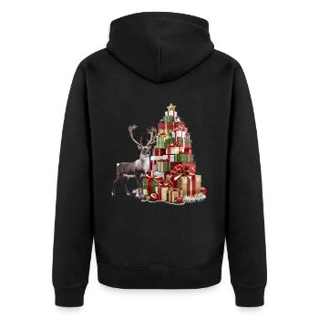 Rentier Reh Xmas Reindeer Christmas Weihnachten - Unisex Premium Bio Zip Hoodie - Schwarz - Hinten - Nico (187cm)