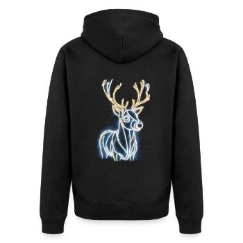Rentier Reh Xmas Reindeer Christmas Weihnachten - Unisex Premium Bio Zip Hoodie - Schwarz - Hinten - Nico (187cm)